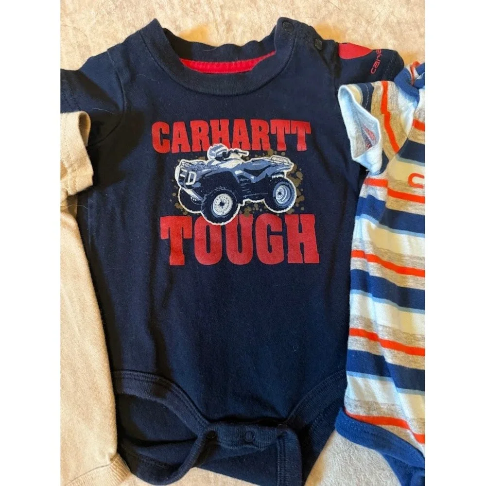 Carhartt Baby Boys 3M Bodysuit Bundle 3 Pack Deer ATV Striped